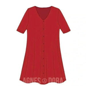 Agnes and Dora Pepper Red Cardigan Tunic Dress Trapeze Silhouette Side Pockets